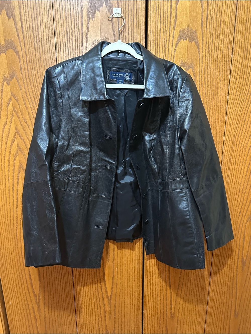 Venezia Jeans Genuine Leather Black Jacket Blazer Plus Size 22/24